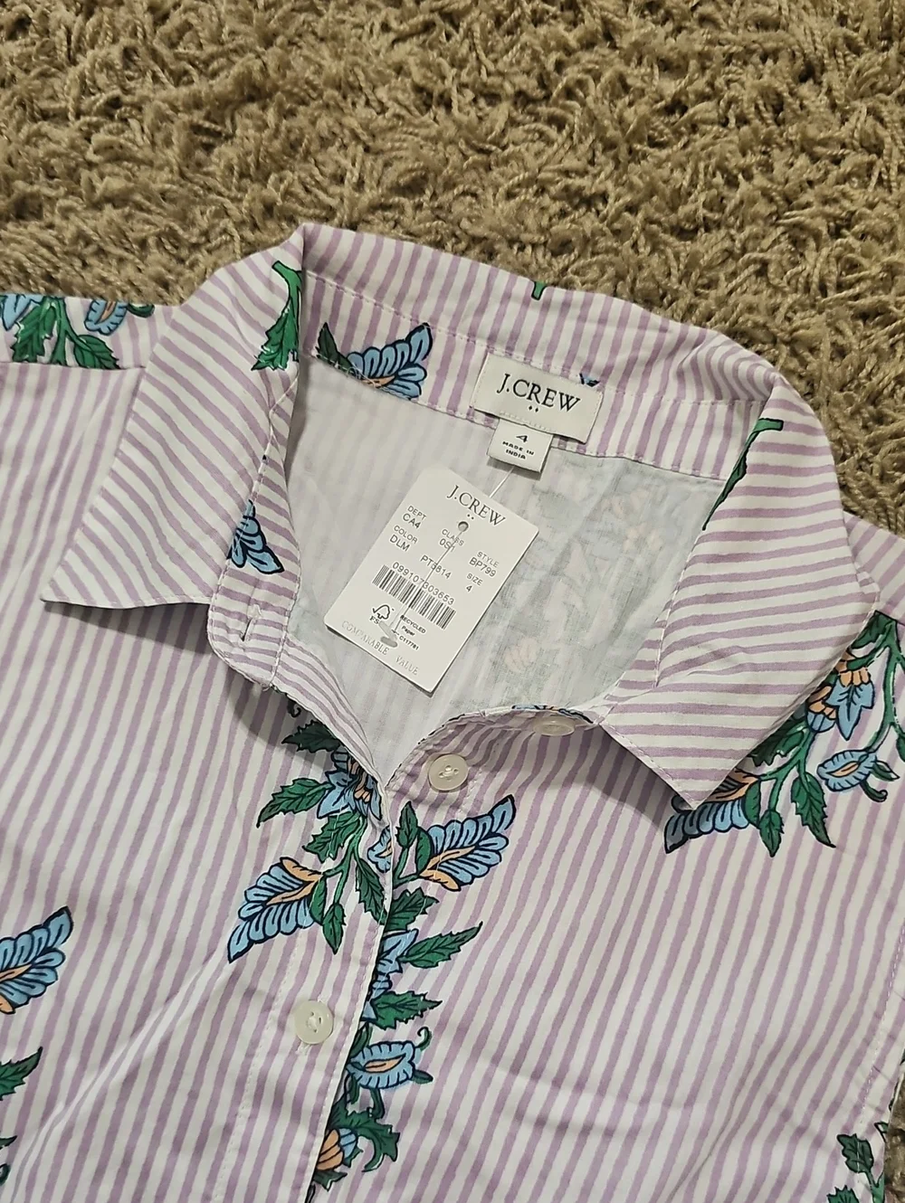 NWT J. Crew Dress Sleeveless Button Up 100% Cotton Collared Shirt Midi Floral
